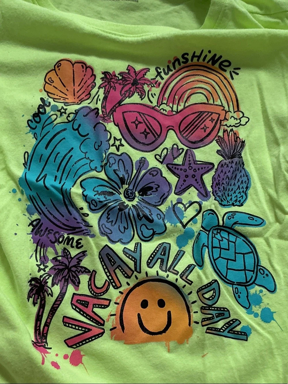 The Children's Place Neon Green 'Vacay All Day' Graphic Tee - Multicolor Print